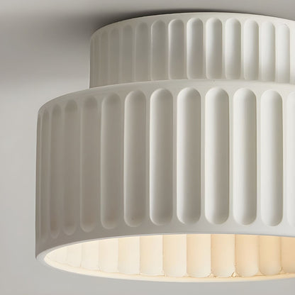Flush Mount Resin Ceiling Light Fixture E27 Socket Textured Shade White for Kitchen Bedroom Hallway Low Profile Modern Minimalist Scandinavi