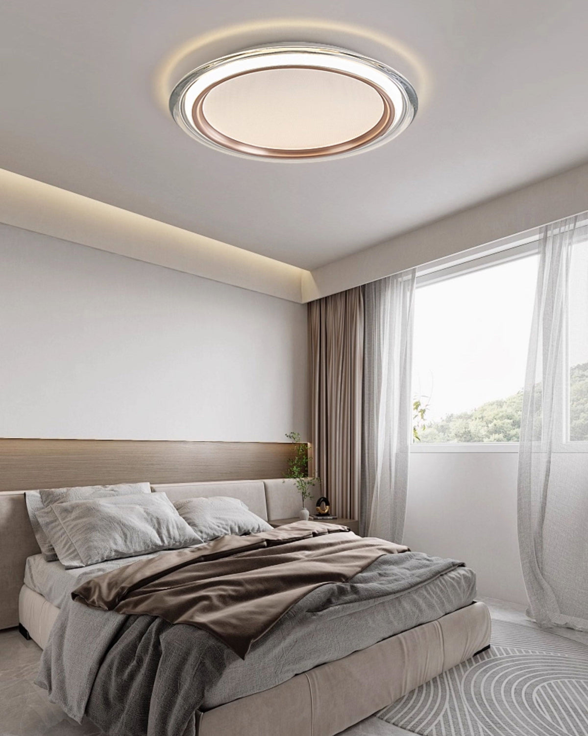 Flush Mount LED Ceiling Light 14 Inch Round Hardwired Fixture for Bedroom Low Profile 2700K 25 Watts Acrylic Diffuser Contemporary Home Ligh