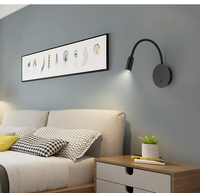 Adjustable Industrial Wall Sconce with Rotating Arm – Black Metal LED Light for Bedroom, Living Room & Hallway