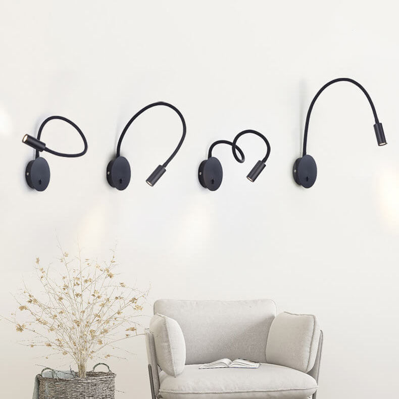 Adjustable Industrial Wall Sconce with Rotating Arm – Black Metal LED Light for Bedroom, Living Room & Hallway