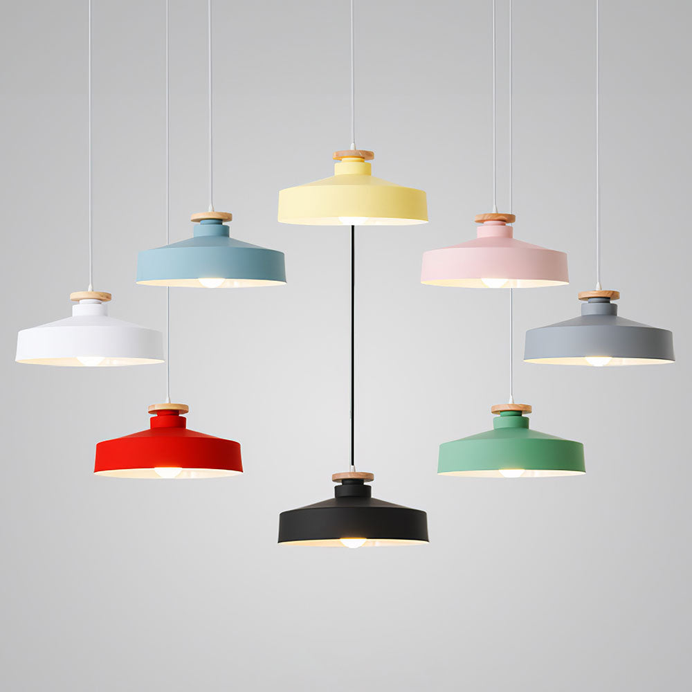 Scandinavian Wood Pendant Light Fixture for Dining Room, Kitchen & Living Room – Minimalist Ceiling Lamp with E27 Socket in Multiple