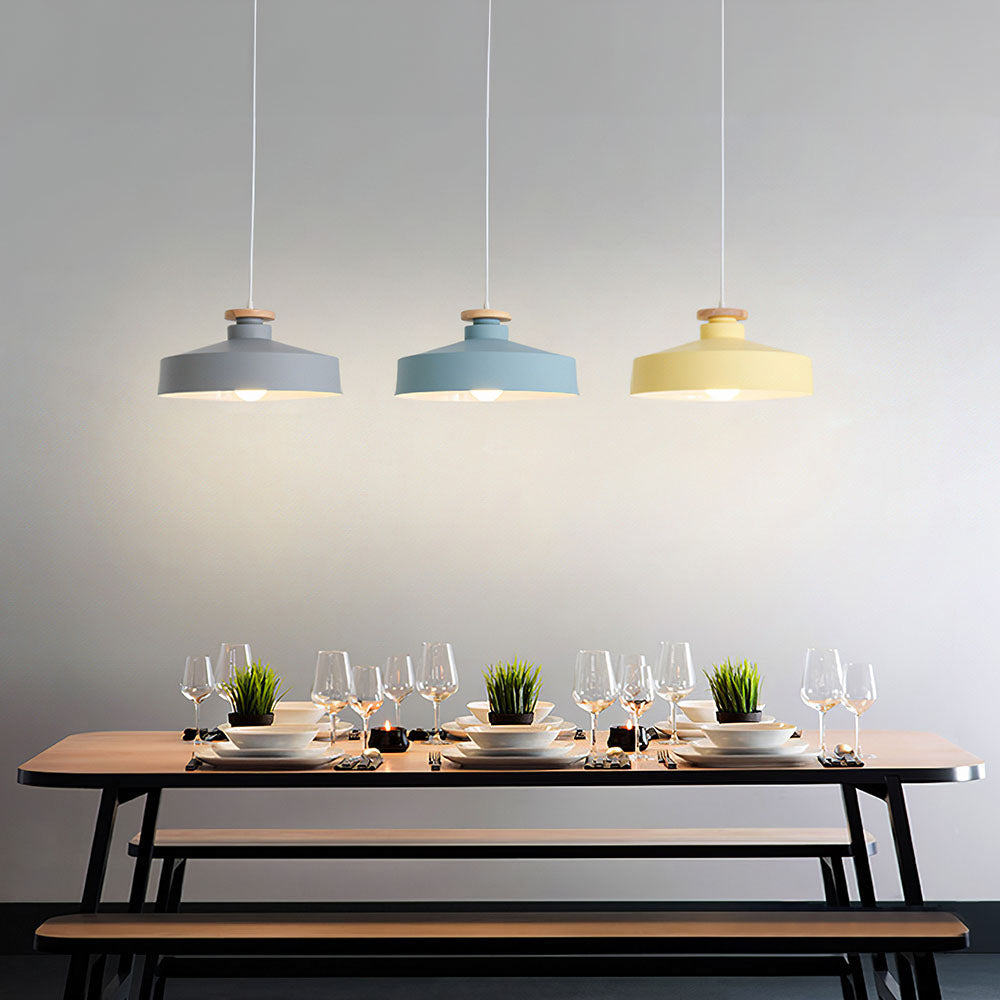 Scandinavian Wood Pendant Light Fixture for Dining Room, Kitchen & Living Room – Minimalist Ceiling Lamp with E27 Socket in Multiple
