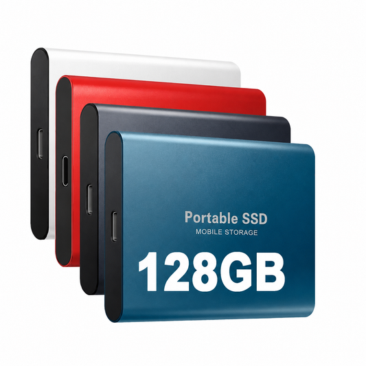 128GB Portable External SSD Drive – Aluminum Housing, Shock-Resistant Storage for Laptop, Desktop & Gaming