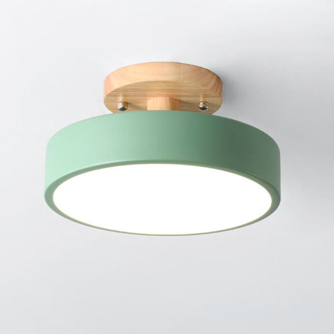 Semi-Flush LED Ceiling Light with Adjustable Color Temperature – Wood & Acrylic Design for Bedroom, Living Room & Hallway