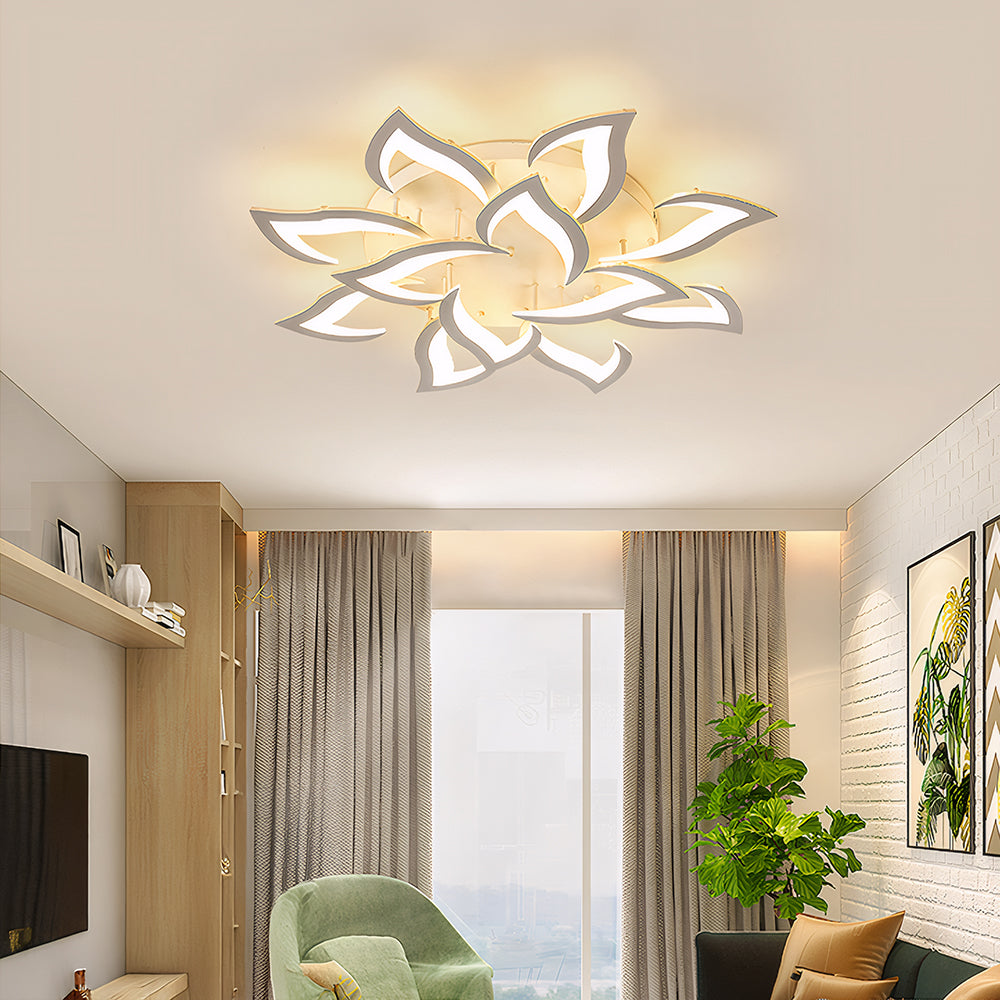 Flush Mount LED Fixture Metal Acrylic Black Layered Floral Pattern for Bedroom Living Room Hallway Contemporary Home Decor Overhead Light