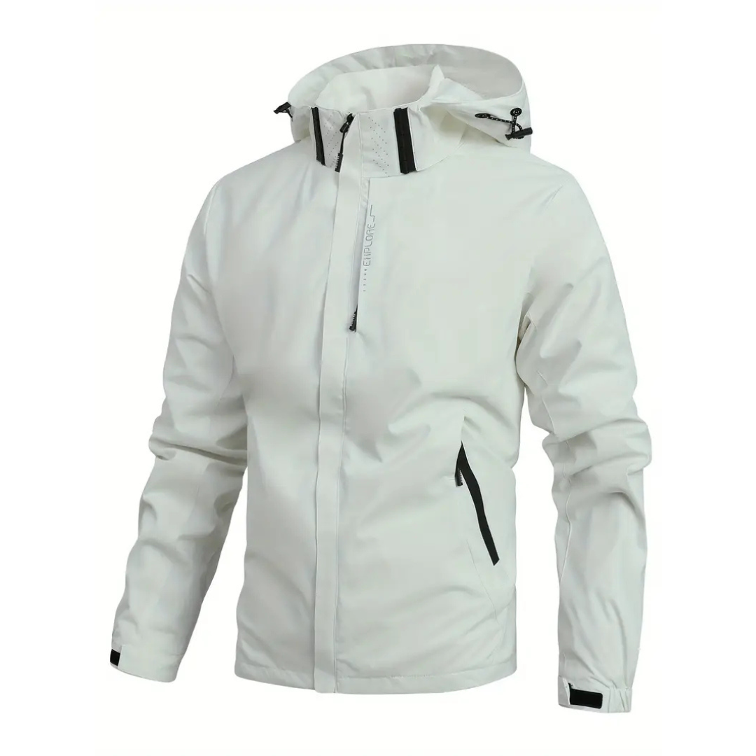 Lightweight Zip-Front Rain Jacket with Hood – Breathable Weather Shell for Men