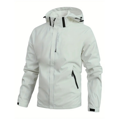Lightweight Zip-Front Rain Jacket with Hood – Breathable Weather Shell for Men