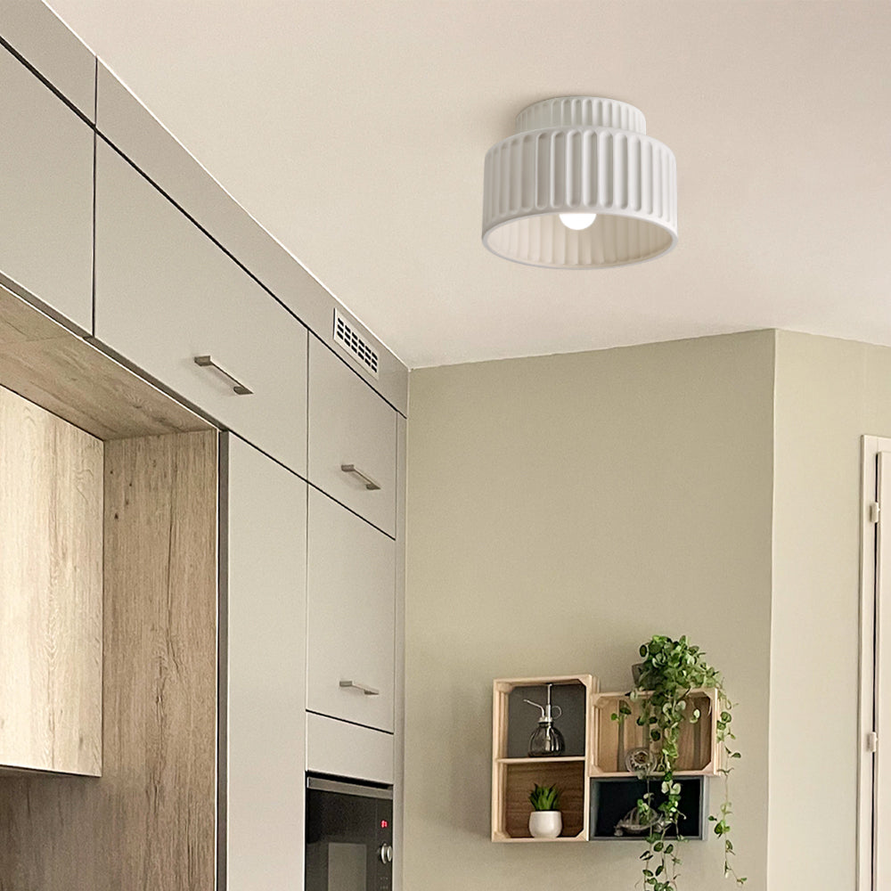 Flush Mount Resin Ceiling Light 10 in White for Low Ceilings Kitchen Hallway Bedroom Dining Room Compact Overhead Fixture E26 Socket