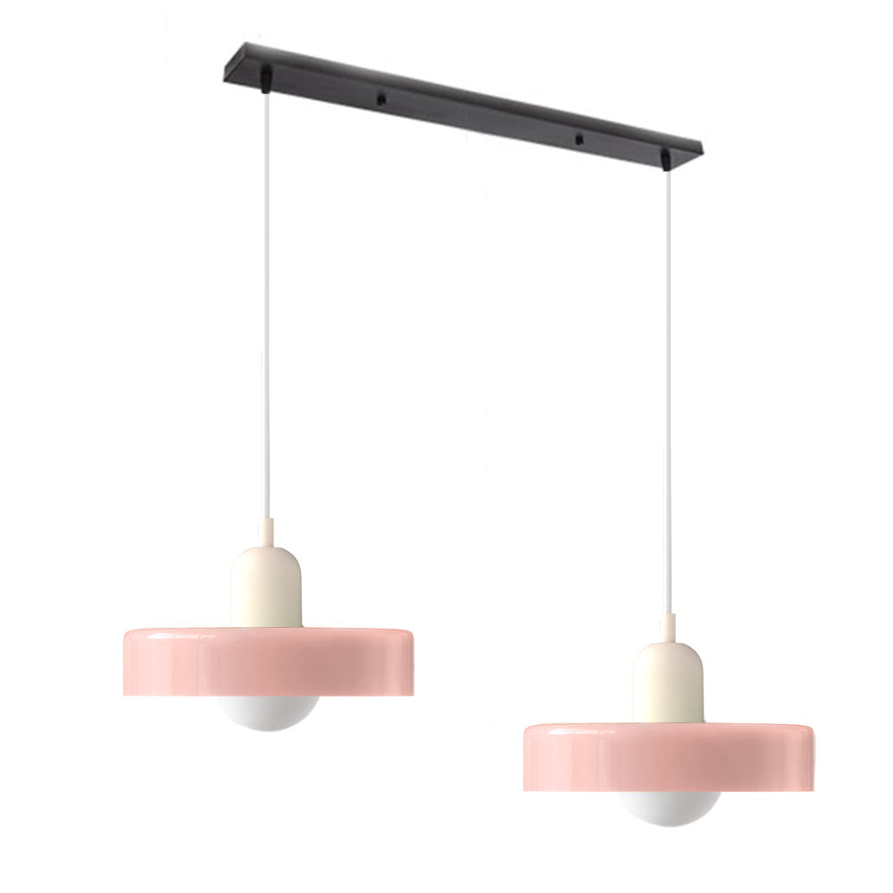 Dual-Shade Glass Hanging Light Fixture G9 Socket 14 Inch Ceiling Mount for Kitchen Island Dining Table Living Room Modern Overhead Lighting