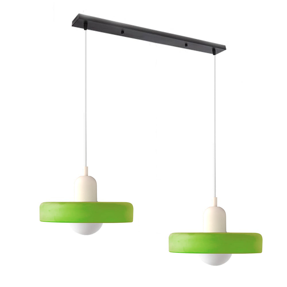 Dual-Shade Glass Hanging Light Fixture G9 Socket 14 Inch Ceiling Mount for Kitchen Island Dining Table Living Room Modern Overhead Lighting