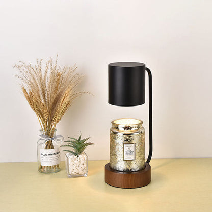 Flameless Scented Wax Warmer Lamp with Wood Base & Dimmable Ambient Light for Bedroom Living Room