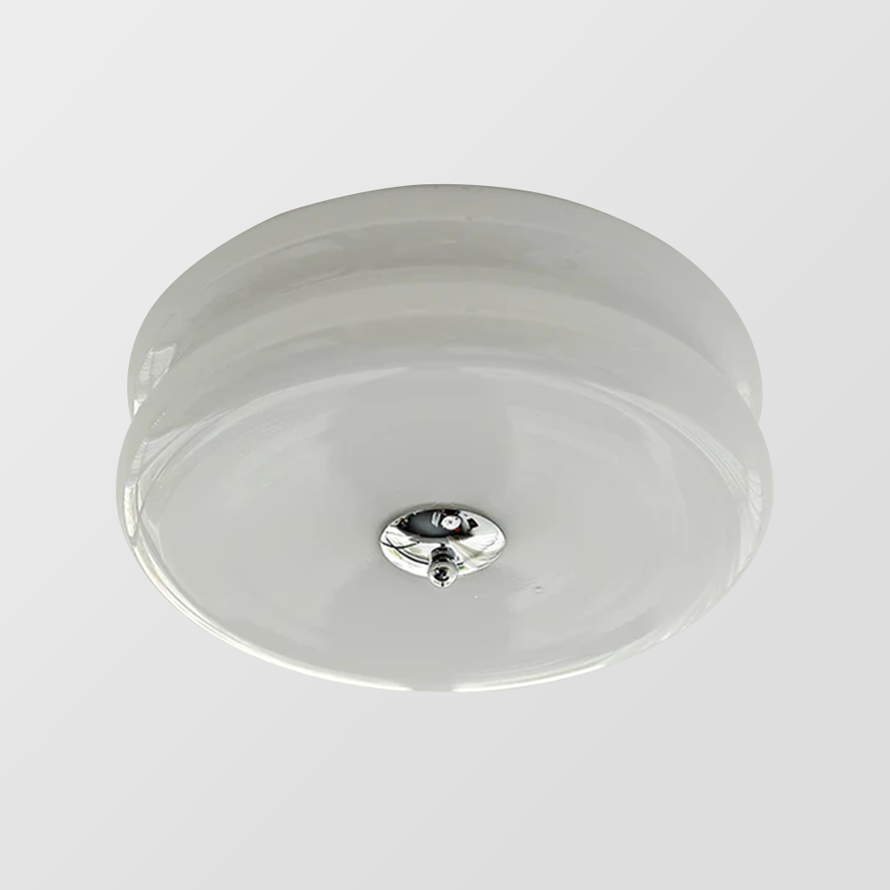 Round Flush Mount LED Fixture with 3 Color Temperatures Glass Metal 5 in Height for Bedroom Dining Room Kitchen Adjustable Kelvin Switch Mod