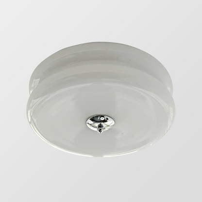 Round Flush Mount LED Fixture with 3 Color Temperatures Glass Metal 5 in Height for Bedroom Dining Room Kitchen Adjustable Kelvin Switch Mod