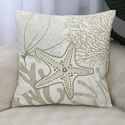 TideSketch – Embroidered Ocean Cushion Cover