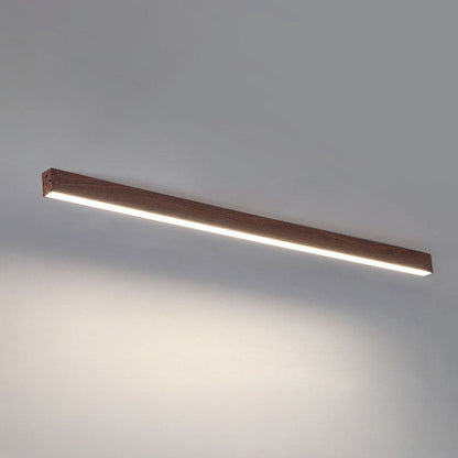 Hardwired LED Ceiling Light Fixture 24 in Aluminum Walnut Finish for Bedroom Living Room Hallway Low Profile Modern Indoor Lighting