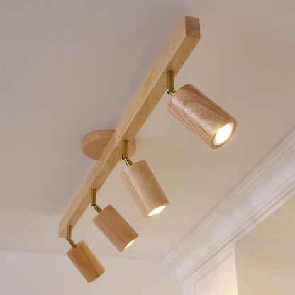 Track Lighting Fixture Wood Finish Adjustable Spotlights for Kitchen Living Room Hallway Bar Rail Ceiling Mount Directional Accent Lights