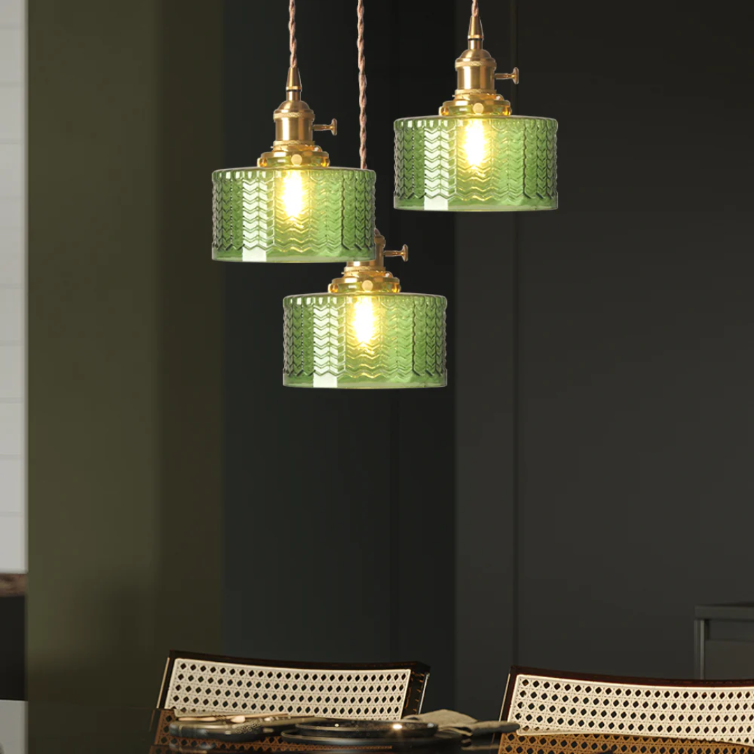 Adjustable Drop Ceiling Light with Textured Glass Shade E27 Socket for Kitchen Island Dining Room Counter Breakfast Bar Scandinavian Modern