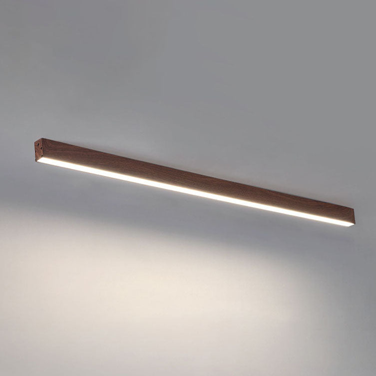 Rectangular Flush Mount LED Fixture 47 Inches Aluminum with Wood Grain Acrylic Diffuser for Dining Room Bedroom Office Natural Warm Minimali