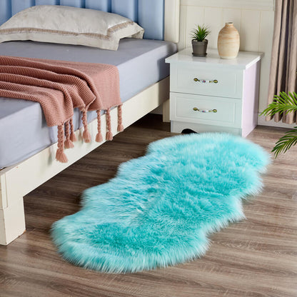 Plush Faux Fur Area Runner 24 × 47 Inches Beige Anti-Slip Backing Hallway Bedroom Entryway Ultra Soft Sheepskin Style Floor Mat for Living R