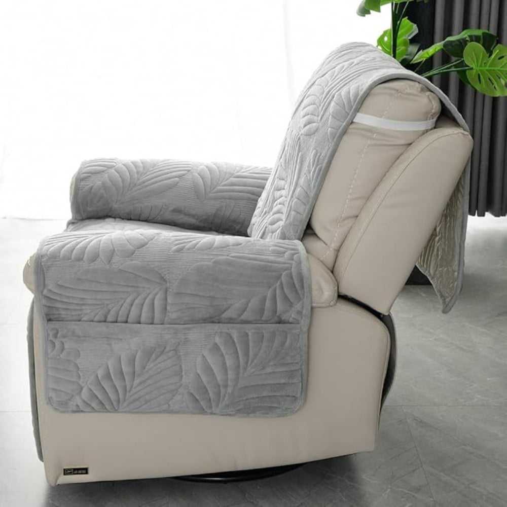 Botanical Print Furniture Protector for Recliners – Anti-Slip Stretch Chair Cover for Living Room & Home Office