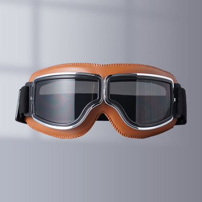 Retro Motorcycle Goggles with Adjustable Strap, UV Protection & Impact-Resistant Polycarbonate Lens for Riding, Cycling & Outdoor Use