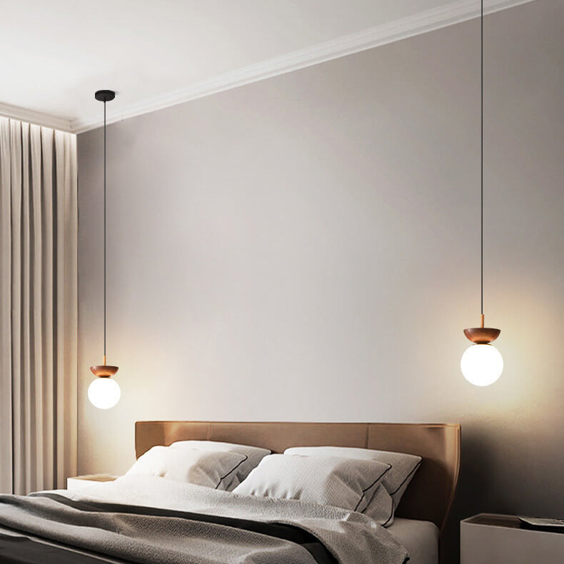 Glass & Iron Hanging Ceiling Light Fixture 6.3 in Adjustable Cord Modern Semi-Flush Mount for Bedroom Entryway Home 110V G9 Socket
