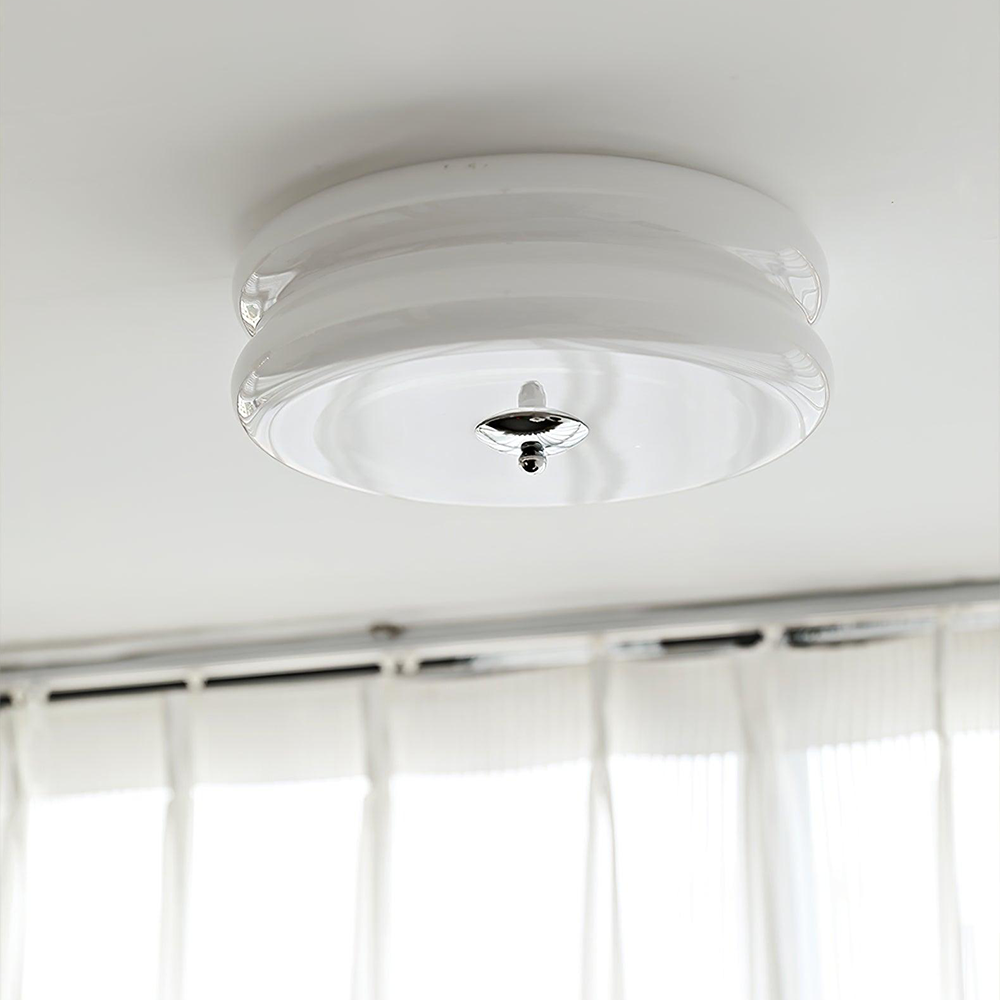 Flush Mount LED Fixture with Adjustable Color Temperature Glass Shade 13 in Diameter for Bedroom Living Room Dining Room Modern Art Deco Sty