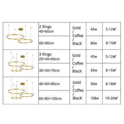 Tiered Ring Pendant Light Modern Metal Circular Chandelier for Dining Room Living Room Bedroom Kitchen Island Adjustable Height LED