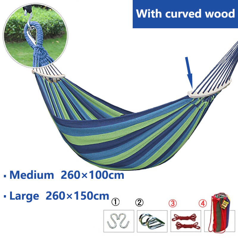 Cotton Blend Swing Hammock with Spreader Bar 102 in Total Length Red Blue for Backyard Patio Camping Outdoor Relaxation Adults Kids Portable