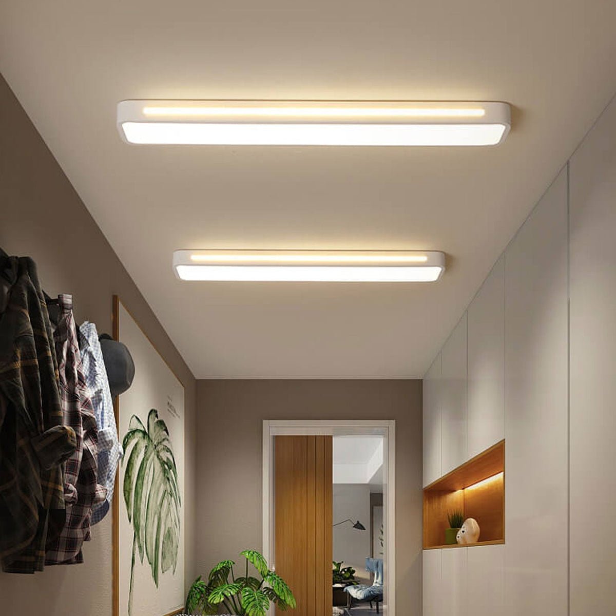 Low-Profile LED Flush Mount Ceiling Light 19 in Black White Acrylic for Bedroom Hallway Living Room Modern Hardwired Fixture