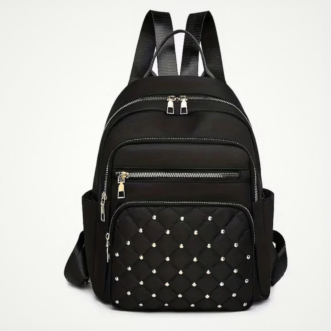 Multi-Compartment Quilted Backpack with Adjustable Straps & Top Handle for School, Work & Travel
