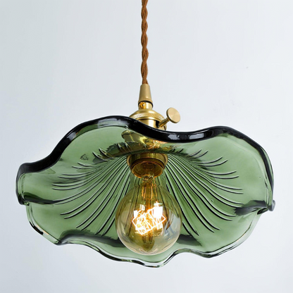 Floral Glass Hanging Fixture with Integrated LED for Dining Rooms & Bedrooms | Overhead Ambient Illumination | Modern Botanical Silhouette C