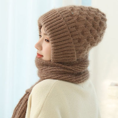 Thermal Hooded Scarf with Built-In Face Mask and Ear Coverage for Winter Outdoor Activities