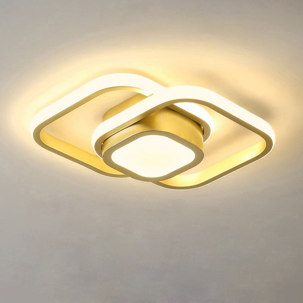 Double Ring LED Flush Mount Light Black Contemporary Overhead Fixture for Entryway Foyer Apartment Passageway Interior Decor