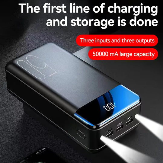 Ultra High-Capacity Portable Charger 100000mAh Battery Pack USB-A USB-C Fast Charging for iPhone Android Laptop Tablet Travel Camping Emerge