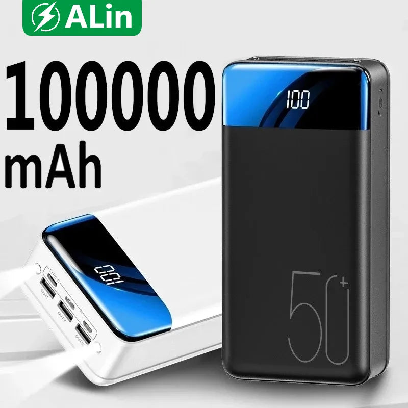 Ultra High-Capacity External Battery Charger 100000mAh USB-C USB-A Multi-Device Fast Charge Bank for iPhone Android Laptop Tablet Travel Eme