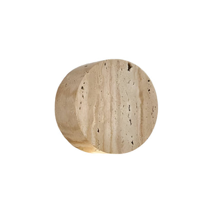 Travertine Stone Wall Sconce Round Frosted Glass Up Down Light Fixture 4 Inch Natural Stone Ambient Lighting Bedroom Hallway Entryway Bathro
