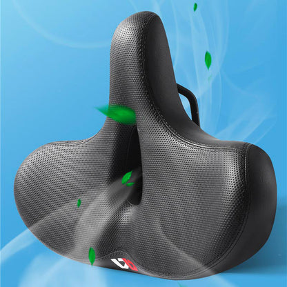 Wide Cushioned Bicycle Seat with Pressure Relief Cutout for Road & Mountain Bikes