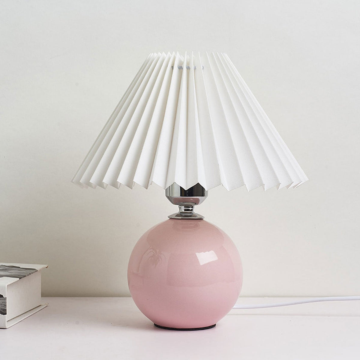 Ceramic Table Lamp with Fabric Shade – Modern Accent Lighting for Bedroom, Living Room & Home Office