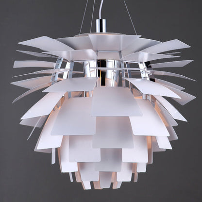 Sculptural Metal Shade Hanging Fixture 20 in Adjustable Height Overhead Lighting for Dining Room Kitchen Island Entryway Warm Glow Installat