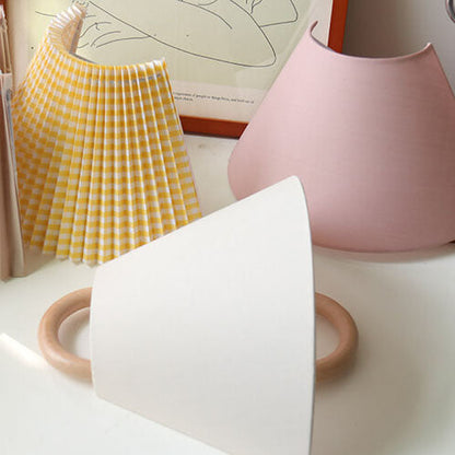 Fabric Half-Moon Wall Sconce with Natural Wood Backplate for Bedroom & Living Room