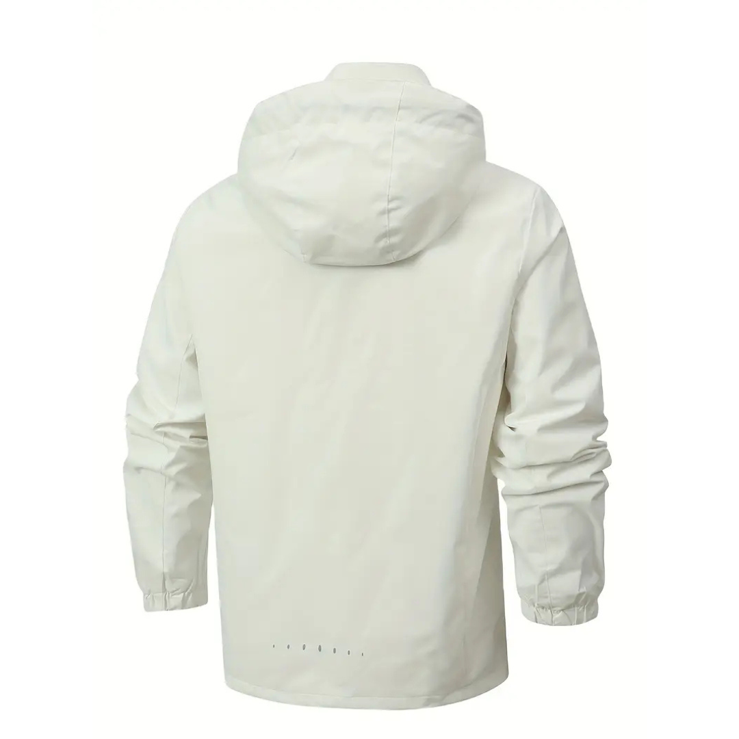 Lightweight Zip-Front Rain Jacket with Hood – Breathable Weather Shell for Men
