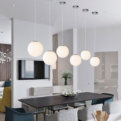 Globe Pendant Light E26 Socket for Kitchen Island Dining Room Bedroom Ceiling Lighting White 10 Inch Sphere Adjustable Hanging Fixture