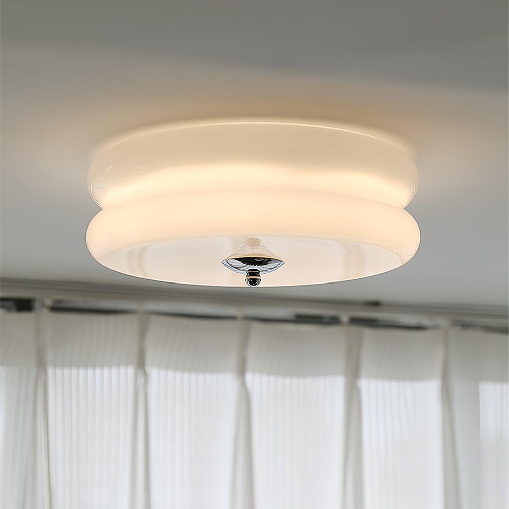 Flush Mount LED Fixture with Adjustable Color Temperature Glass Shade 13 in Diameter for Bedroom Living Room Dining Room Modern Art Deco Sty