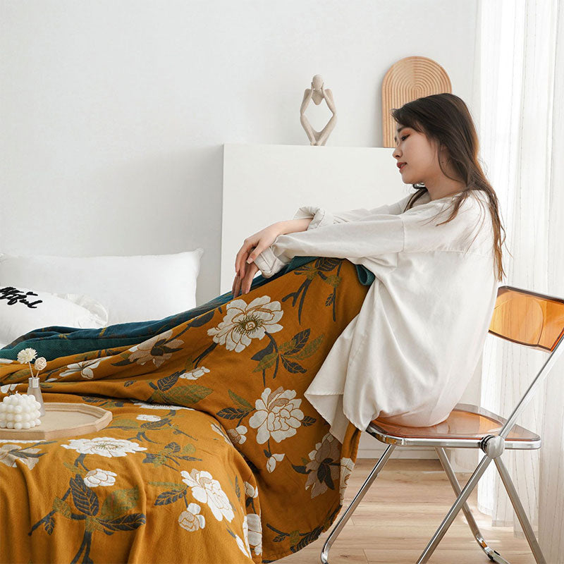 Cozy Reversible Cotton Quilt with Boho Yellow Floral Design | Soft & Durable for Year-Round Comfort