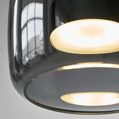 Glass Drop Ceiling Fixture 40 in Adjustable Height Cognac Smoke Gray Over Island Dining Table Modern Nordic Minimalist Hanging Lamp Bedroom