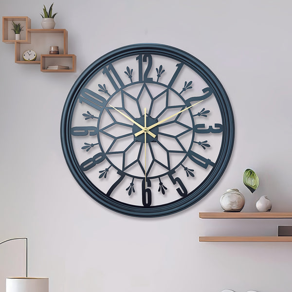Ivy Vintage Wall Clock - Handcrafted Metal, Silent Movement Decor