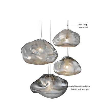 Glass Hanging Lamp Organic Shape Warm Diffused Glow for Kitchen Island Dining Table Sculptural Overhead Fixture Modern Home Lighting
