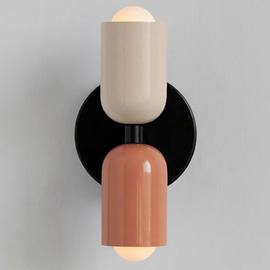 Two-Tone Glass Wall Sconce with Dual Light Uplight Downlight for Bedroom Living Room Hallway Modern Minimalist Home Accent Lighting