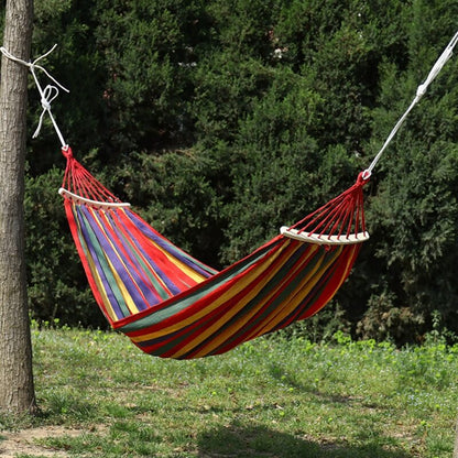 Cotton Blend Swing Hammock with Spreader Bar 102 in Total Length Red Blue for Backyard Patio Camping Outdoor Relaxation Adults Kids Portable